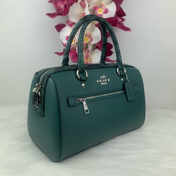 Coach Leather Snake trim Rowan Satchel - Picture 3 of 6